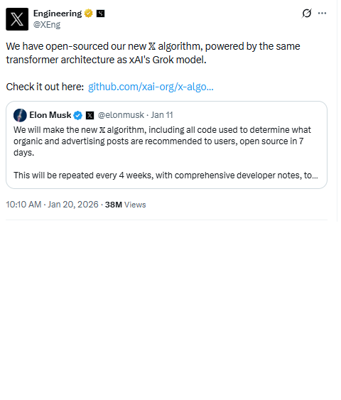 X Algorithm Open Sourced 2026 - Grok AI Powers the For You Feed